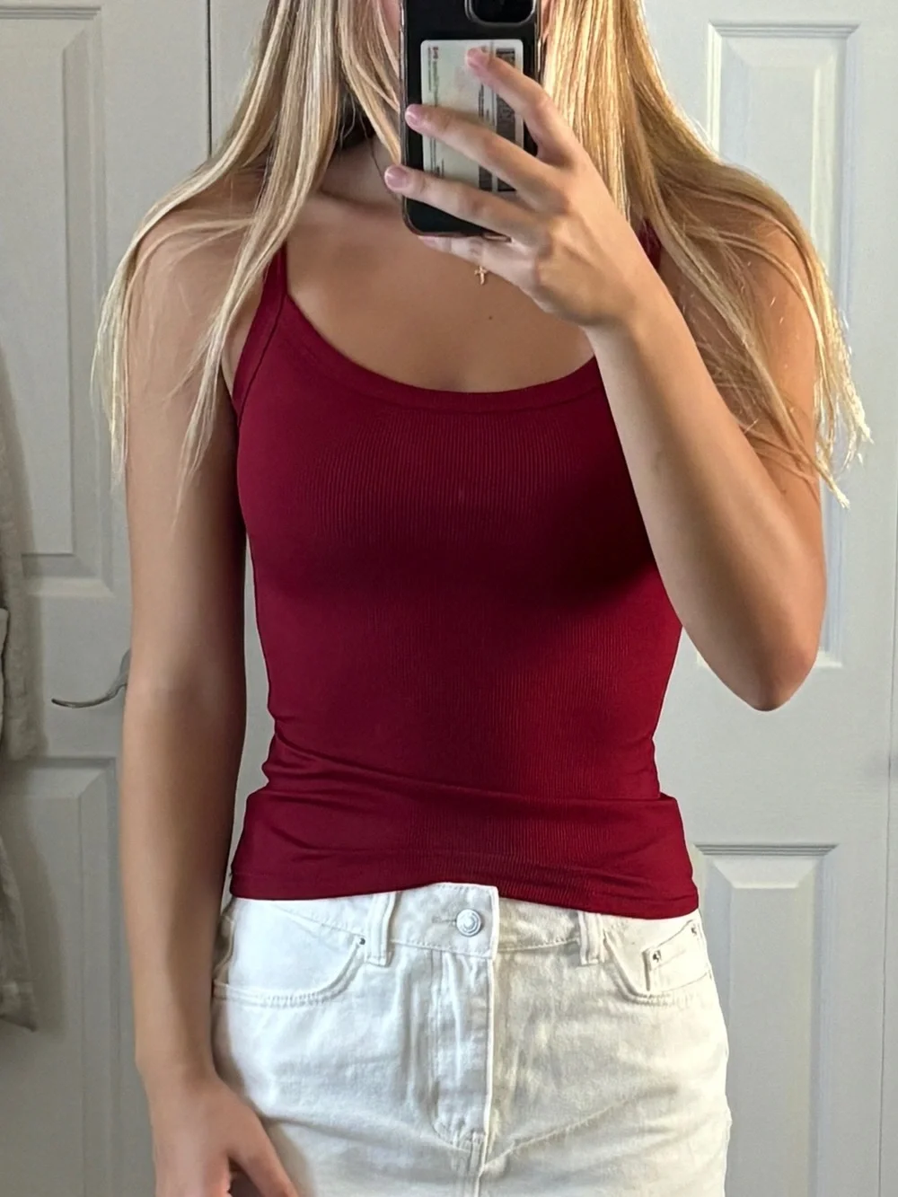 H&M Ribbed Scoop Tank Top in Burgundy - Picture 2 of 2